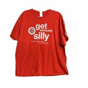 Gildan Mens Red Cotton T-Shirt Get Seriously Silly Crew Neck Short Sleeve 2XL